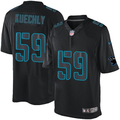 Men's Elite Luke Kuechly Nike Jersey Black - #59 Impact NFL Carolina Panthers